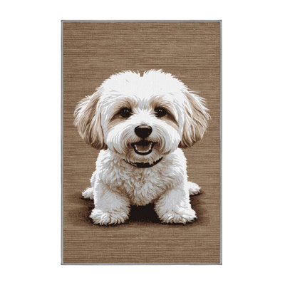 Washable Bichon Frise Dogs Area Rug