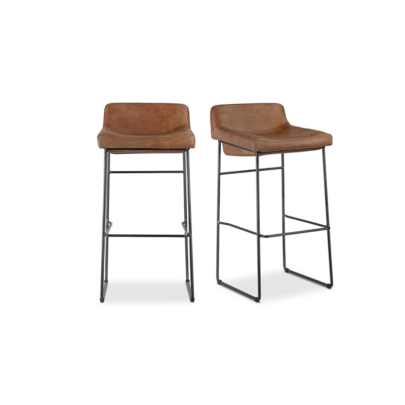 Startlet Bar Stool, Cappuccino Genuine Leather, Counter Stool (26” Seat Height)