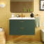 Meuble-lavabo mural 30 po avec lavabo en résine, armoire de rangement flottante avec 2 tiroirs, armoire de salle de bain en bois massif