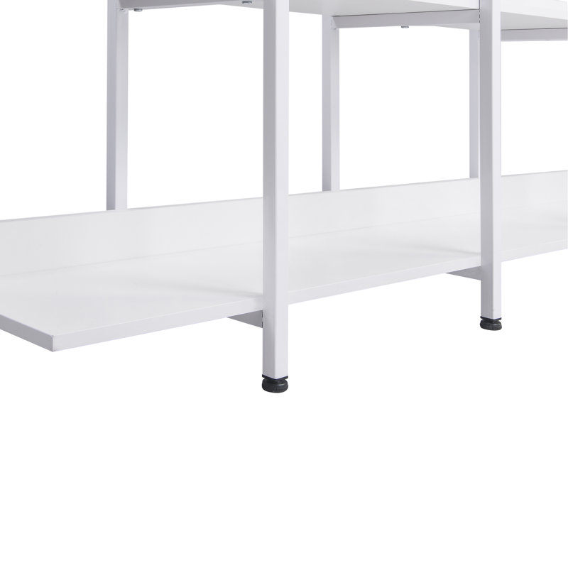 Bibliothèque à 5 niveaux avec bureau ouvert, Blanc