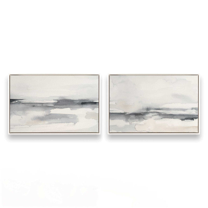 Ensemble de 2 marées intemporelles, H 13 po x l 38 po, Cadre flottant blanc opaque