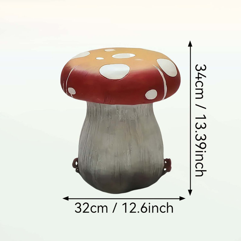 Table d'appoint d'extérieur, tabouret de statue champignon