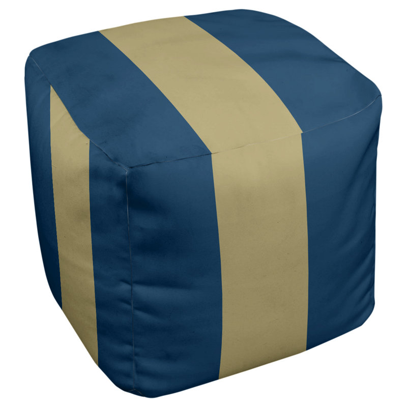 Upholstered Ottoman, Blue/Gold/Blue
