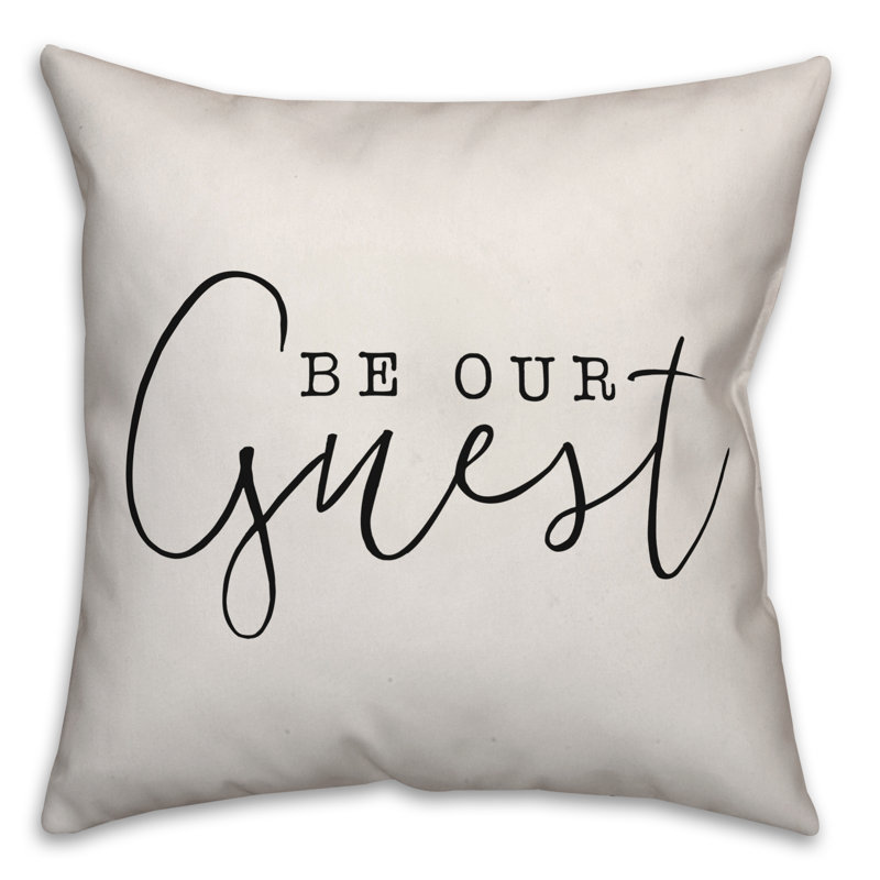 Textual Outdoor Throw Pillow, Off White/Black, 16" H x 16" W