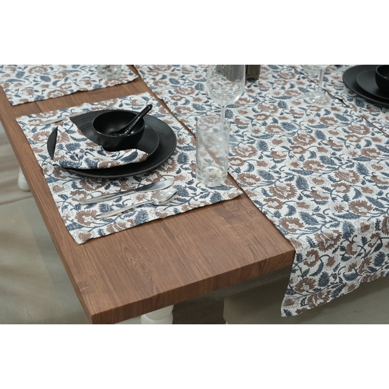 Fabdivine 18X18 Inch Accent Decorative Table napkin Handcrafted (Mandakni, Blue) {Set of 6}
