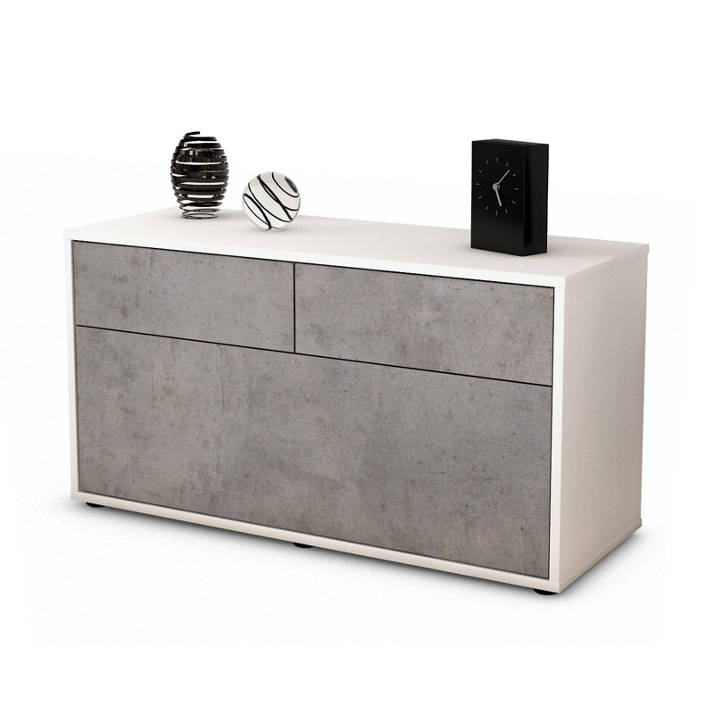 Holtslander 92cm Sideboard, Concrete / Matte White