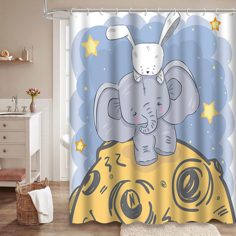 Rideau de douche mignon avec 12 crochets, L 72 po x l 84 po