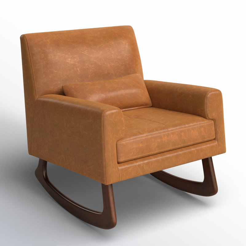 Sleepytime Rocking Chair, Tan Faux Leather, Walnut