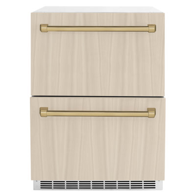 ZLINE Autograph Edition 24 In. Touchstone Refrigerator Drawer in Black Matte and Gold