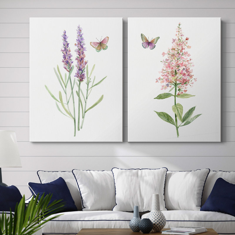 «Wildflower Botanical I», ensemble de 2 reproductions d'art, H 48 po x l 72 po x P 1 po, Toile tendue, Pas de tapis