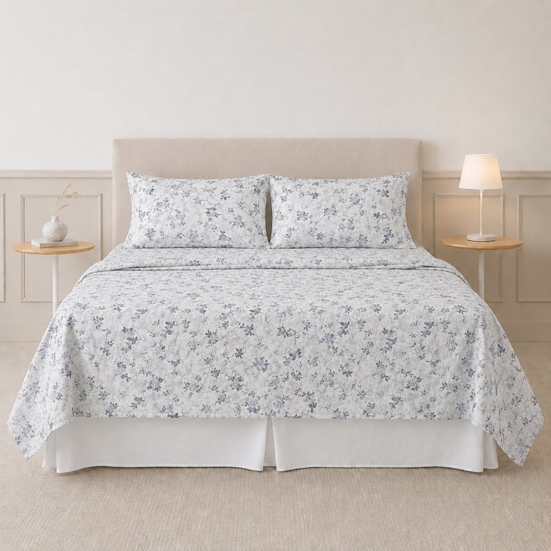 Modern Threads 4-Piece Ultra Soft Microfiber Sheet Set with Deep Pockets in Solids & Prints, Rose Blue