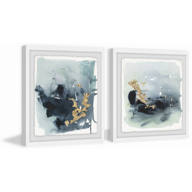 «Golden Smear», ensemble de 2 reproductions de peintures à l'aquarelle encadrées, H 32 po x l 32 po x P 1,5 po