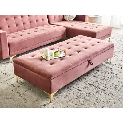 Aberdeen 158cm Wide Velvet Rectangle Solid Colour Standard Ottoman with Storage