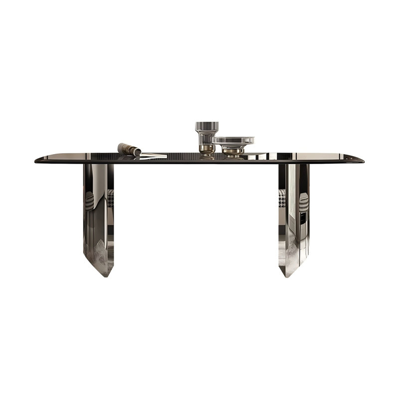 Table de salle à manger en acier inoxydable, H 29,53 po x L 55,12 po x l 31,50 po 