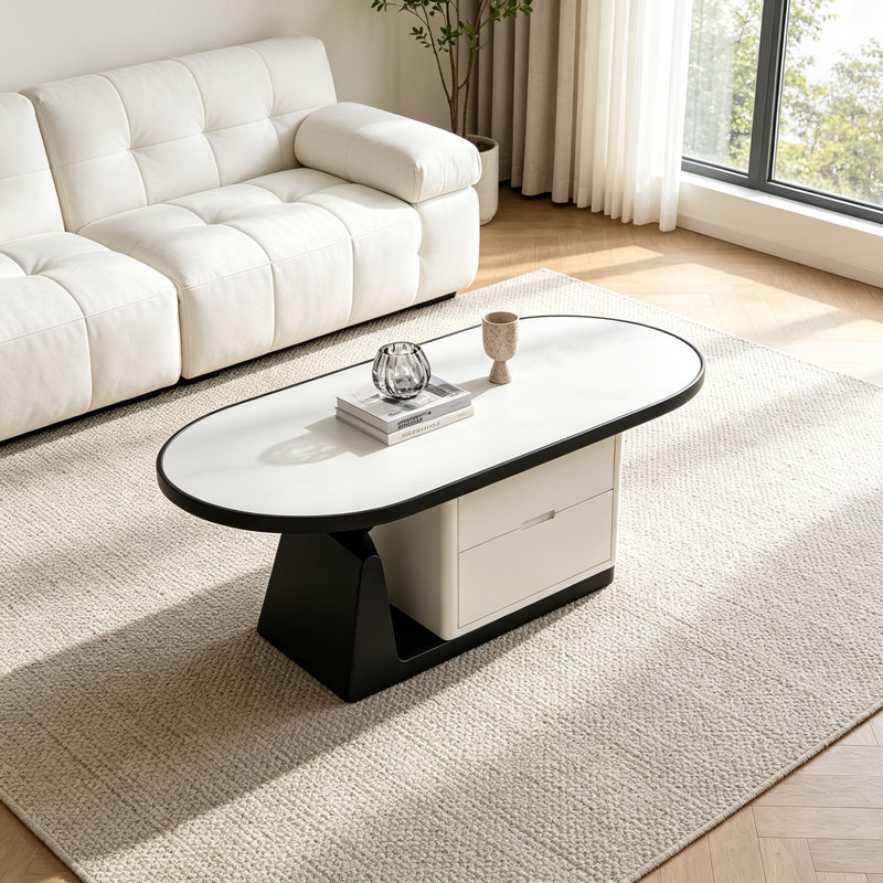 Table basse Cozy Living, H 15,74 po x l 39,37 po x P 19,68 po, Blanc/Noir