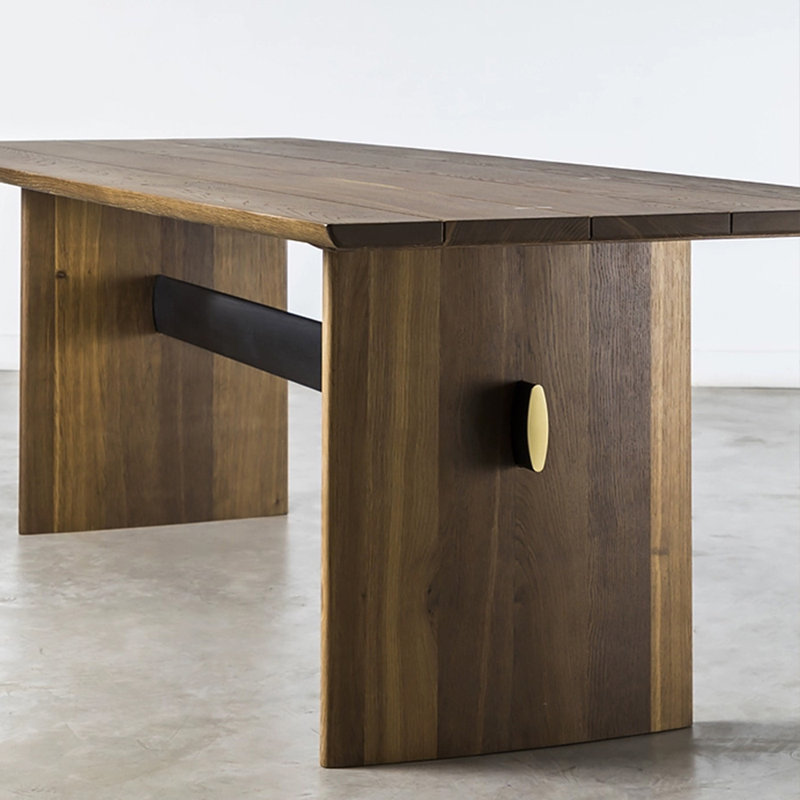 Table de salle à manger rectangulaire en bois massif de style ancien, H 29,52 po x L 59,05 po x l 31,49 po