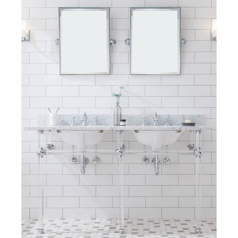 Empire Stone Oval Console Bathroom Sink with Faucet and Overflow, Chrome