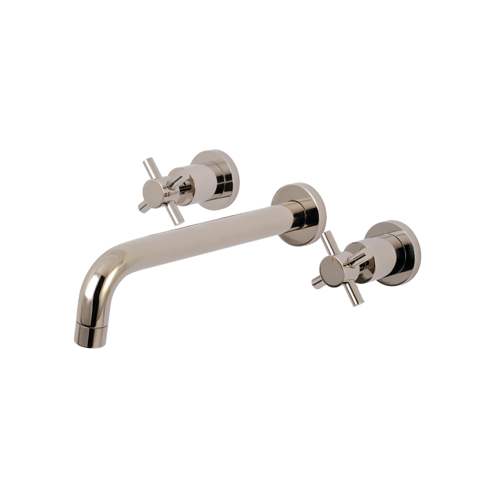 Kingston Brass Concord Two-Handle 3-Hole Wall Mount Roman Tub Faucet, Polished Nickel, Cross Handle