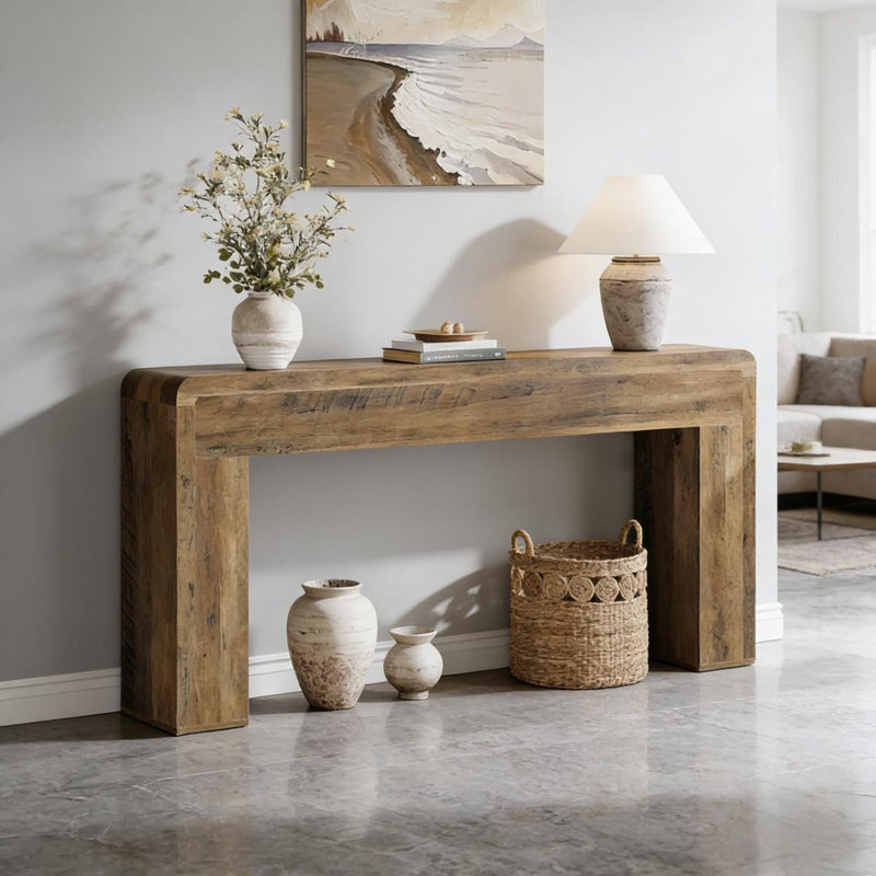 Table d'entrée en bois, console rustique, canapé