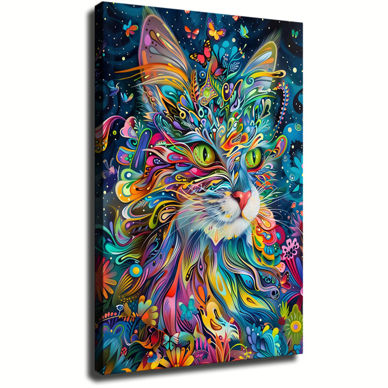 Affiche d'art chat coloré, 20 x 30 pouces