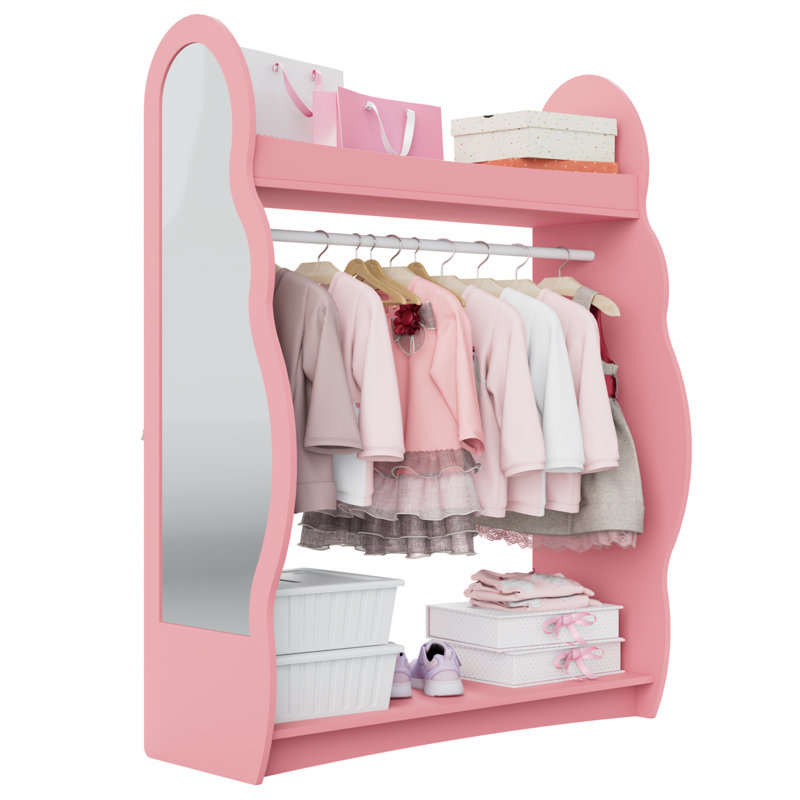 0 Door Manufactured Wood Wardrobe, Pink
