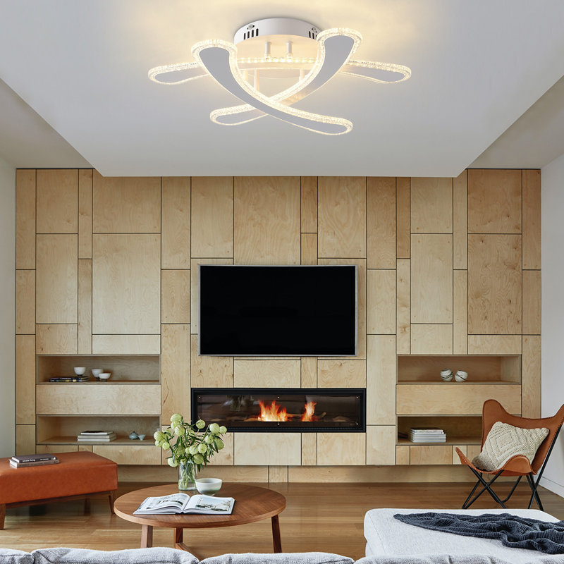 Carven 3 Light Semi Flush Mount Acrylic LED Fixture With Remote