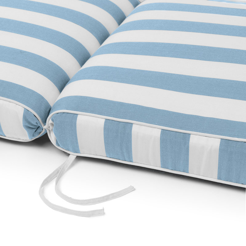Sherry Kine's "Designer's Choice" Reversible Cabana Stripe Luxury Outdoor Chaise Lounge Replacement Cushion, With Customized Cut, Contrast Cord, Water & Fade Resistant Fabric, Filled With: Thermal Bonded 100% White Polyester Fiber.