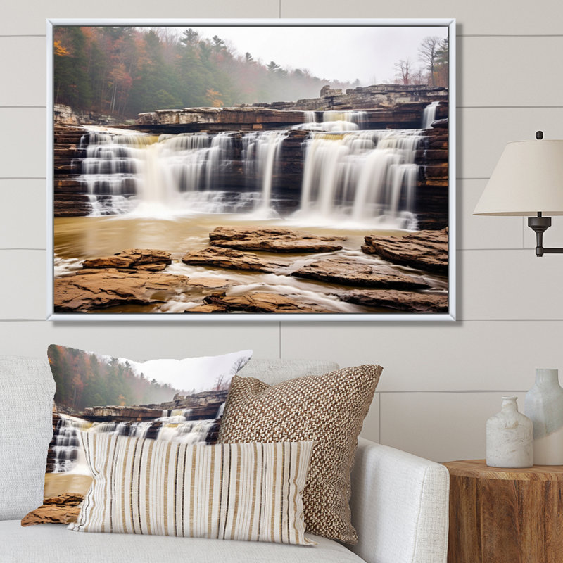 Alabama Water Cascades Beauty I - impression, H 12 po x l 20 po x P 1 po, Cadre flottant blanc