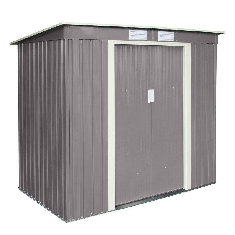 Rowlinson Trentvale 6x4 Metal Pent Shed, Light Grey