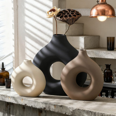 Triple ensemble de vases en céramique pour décor de maison de campagne moderne