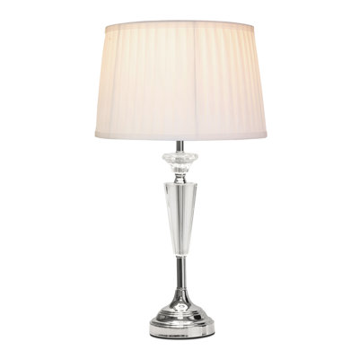 Wauregan 55cm Crystal Glass Chrome Table Lamp