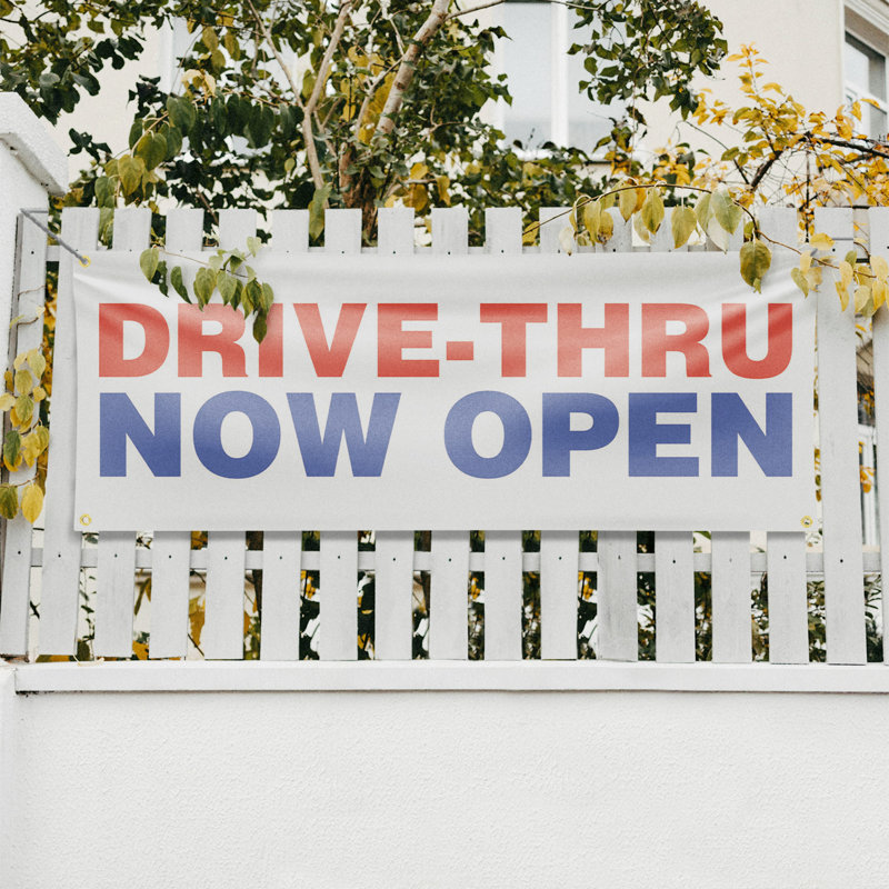 Panneau de commande Drive Thru Now Open 18 po x 48 po