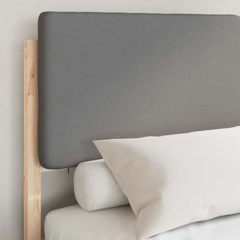 Solid Wood Bed Frame, European Double (140 x 190 cm), Natural/Light Grey