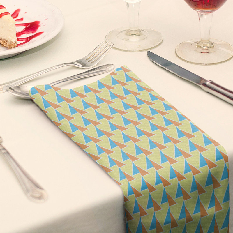 Jordao Cotton Geometric Square Napkin, Orange/Teal, 0.1" H x 10" W x 10" D, Poly Twill