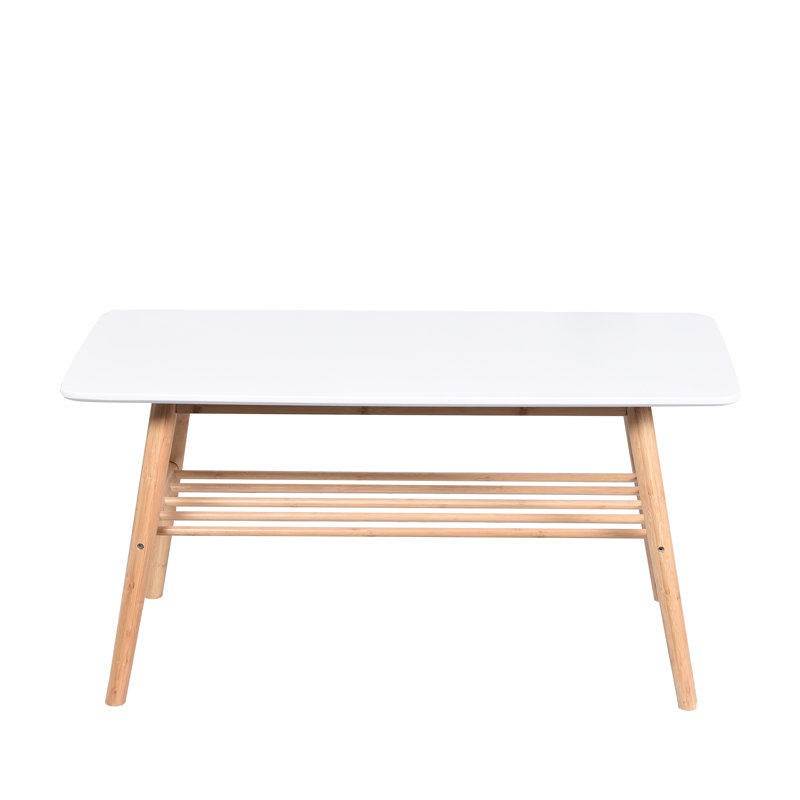 Maribel Four Leg Coffee Table with Storage, White
