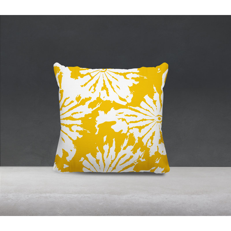 Coussin Cecil, H 19 po x l 19 po, Jaune/blanc