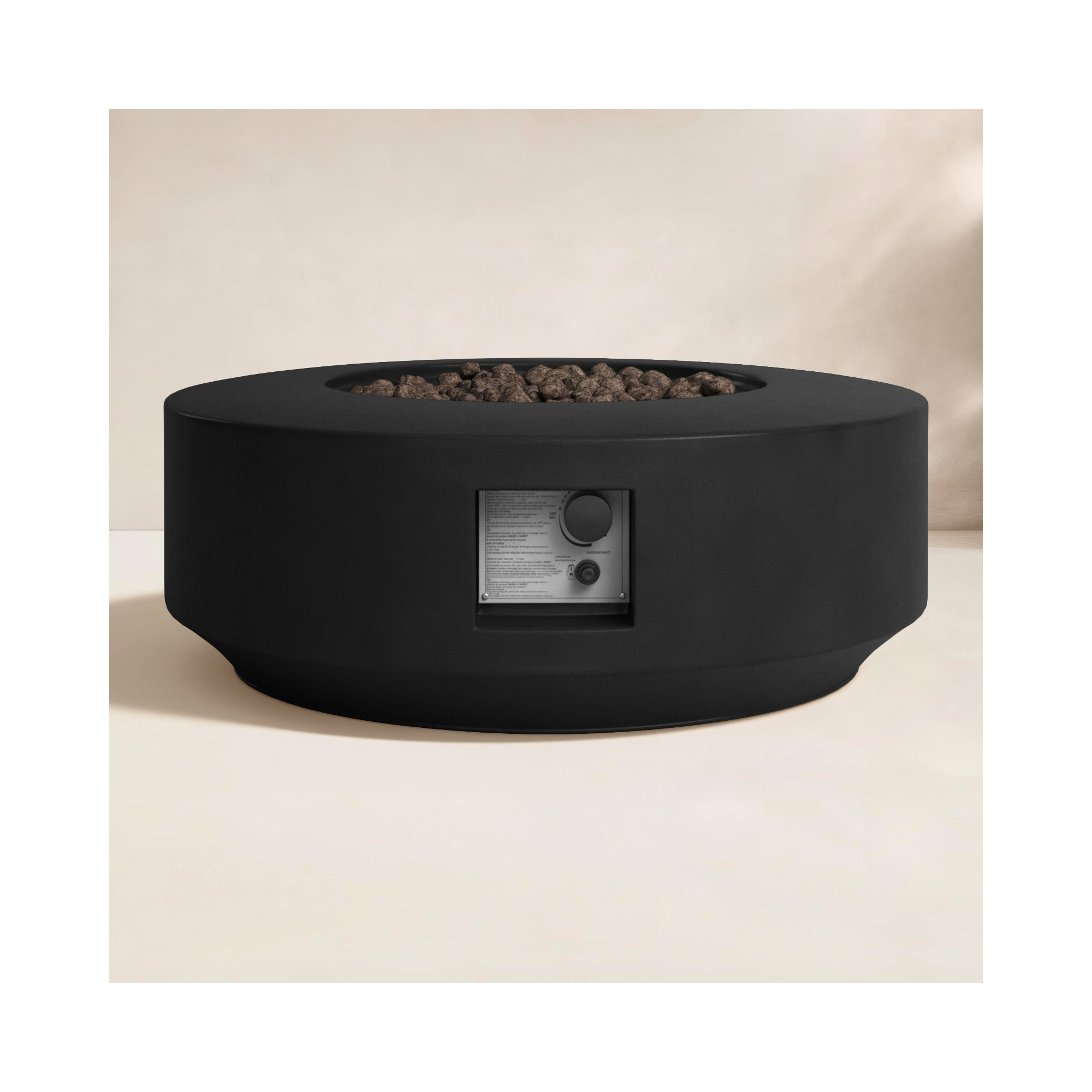 Rashid Round Fire Pit Table, Charcoal