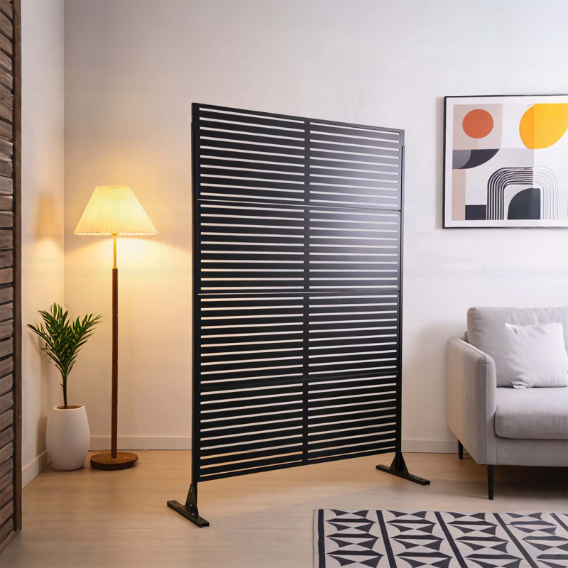 Freestanding Slatted Metal Privacy Screen