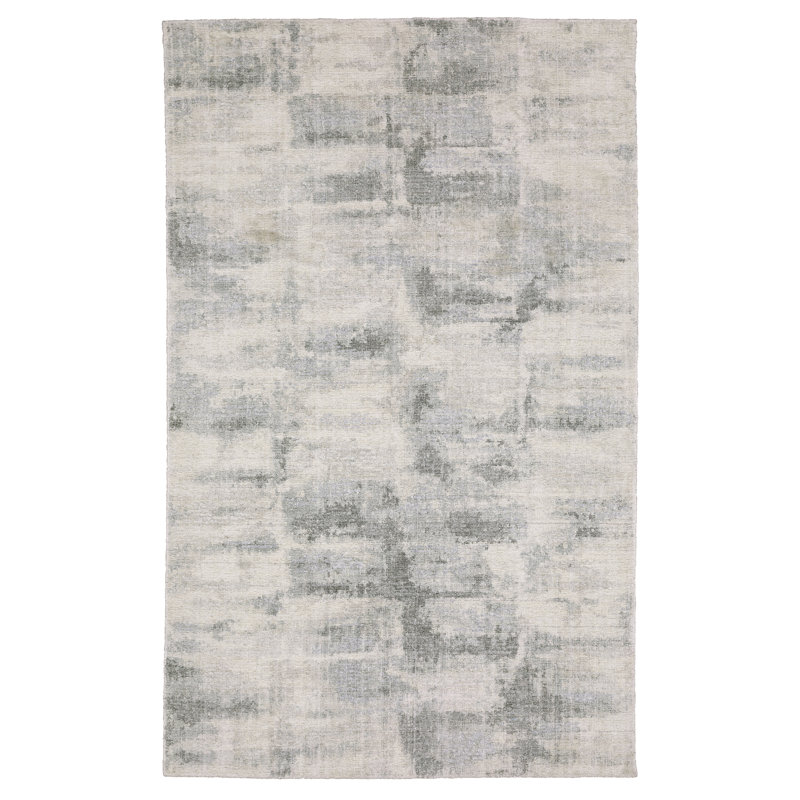 Michalski Textural Distressed Abstract Beige/ Grey Hand-made Area Rug, Rectangle 10' x 14'
