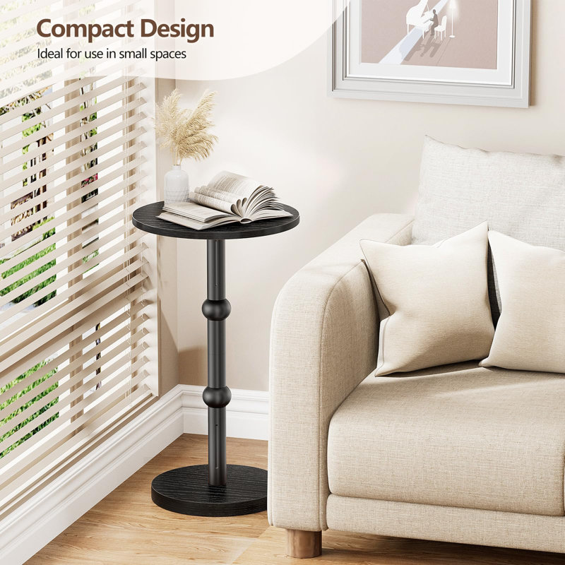Small Round Side Table With Metal Leg For Small Spaces 