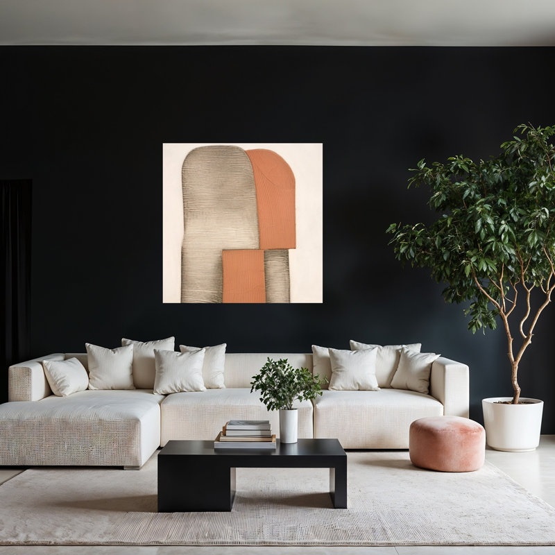 «Terracotta Shapes Abstract», reproduction d'art murale contemporaine, H 48 po x l 48 po
