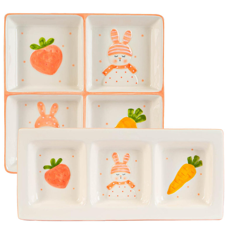 Nicola Spring - Easter Bunny Snack Plates - White