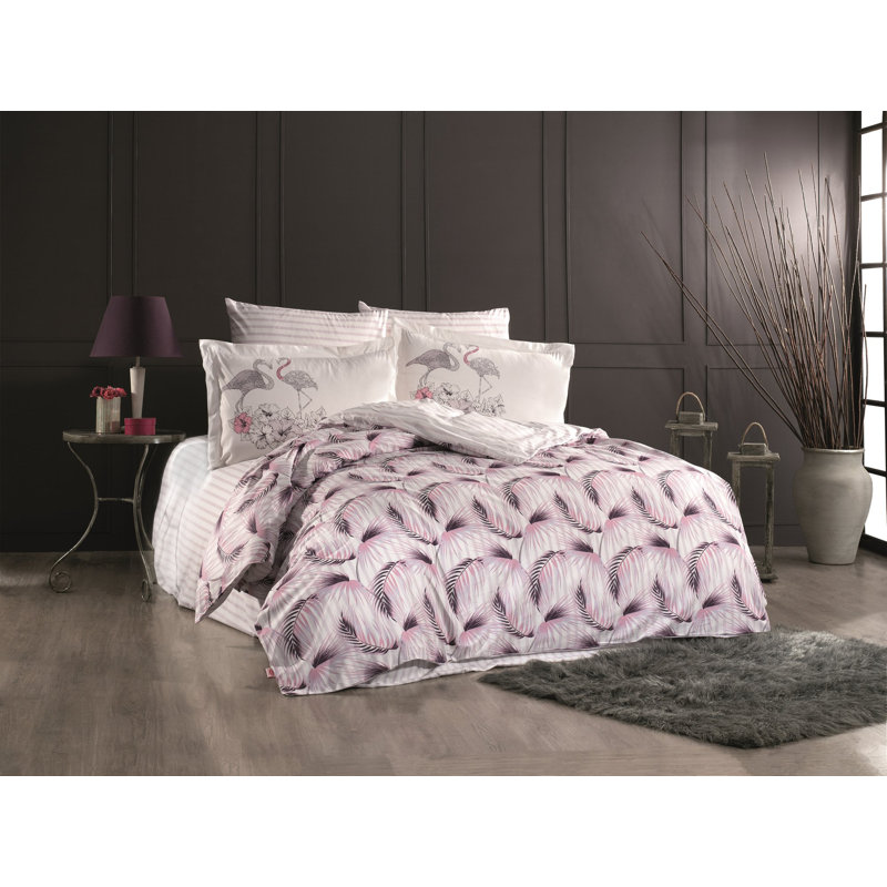 Ensemble de housse de couette 100% coton Casselman, Housse de couette 63 "x 87" + 2 pièces supplémen, Damson