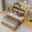 Lit escamotable pleine grandeur avec tiroir et station de charge, commode pliante dissimulée peu encombrante en bois, armoire de rangement multifonctionnelle