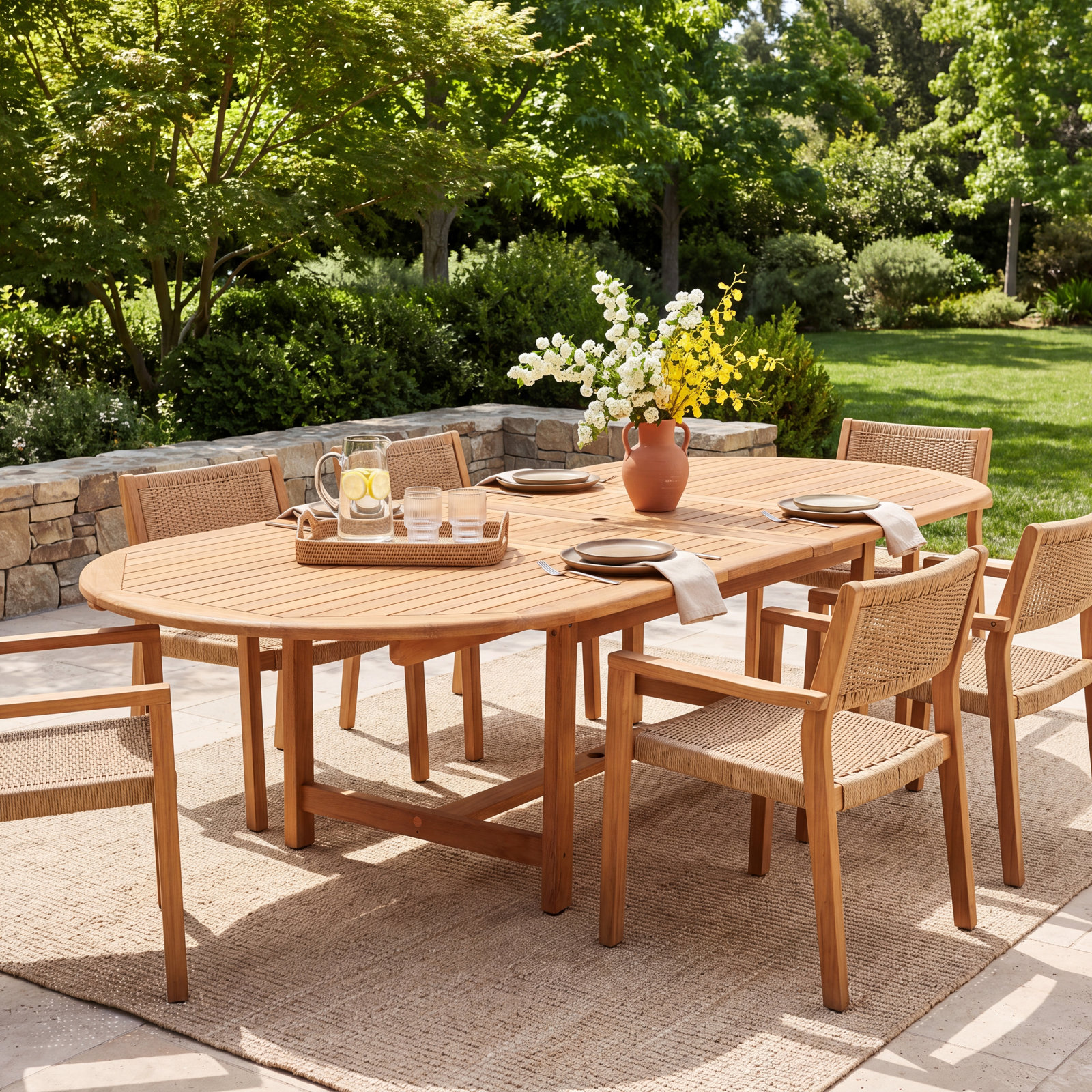 Pascoe 118" Extendable Teak Patio Dining Table
