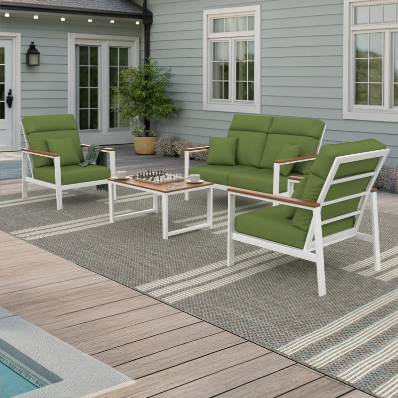 Ensemble de conversation Townsend pour 4 personnes avec coussins Sunbrella, Coriandre Spectrum, Brun