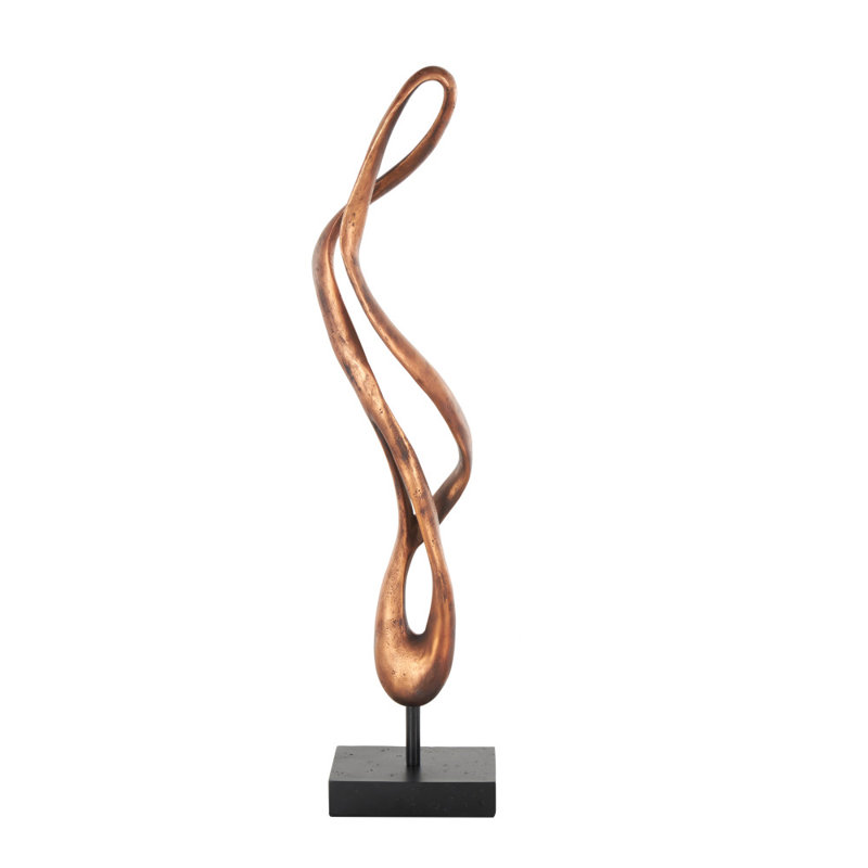 Sculpture abstraite en polystone Cole et gris avec base rectangulaire noire