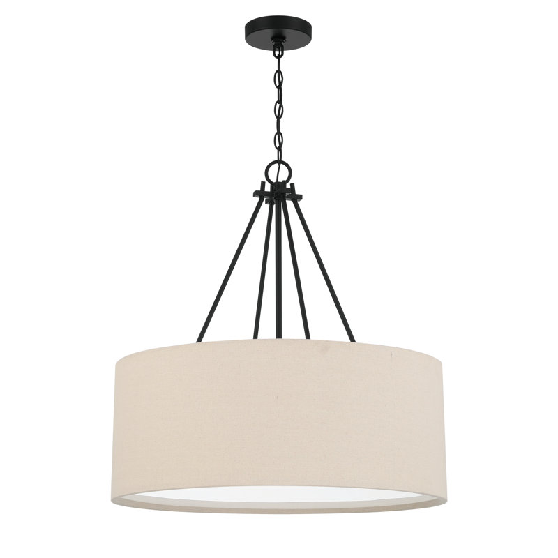 Luminaire suspendu tambour 3 lumières, Dos plat, H 97,13 po x l 24,02 po x P 24,02 po