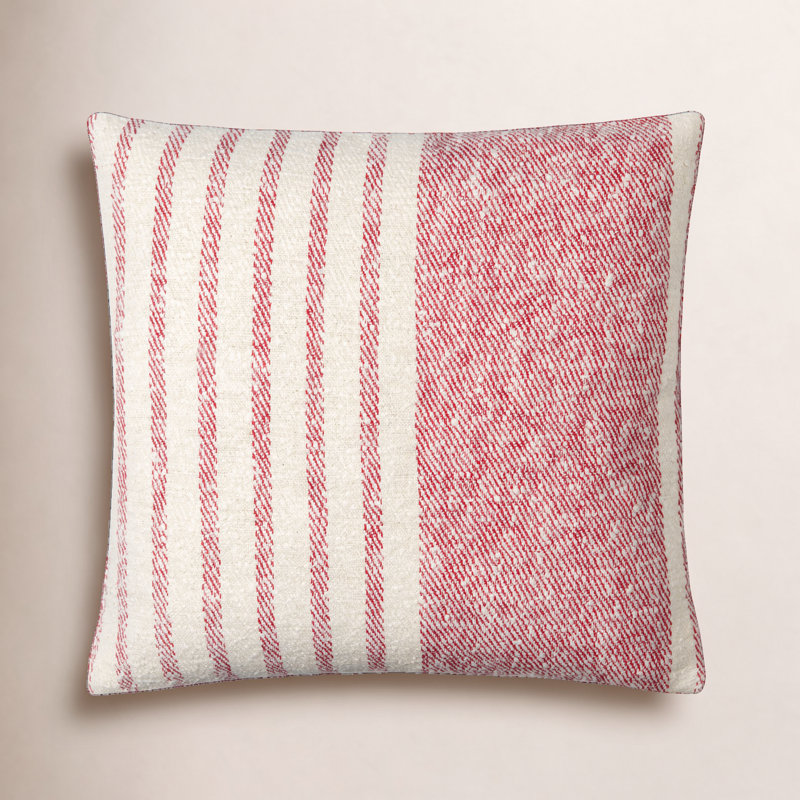 Coussin en coton Weldon, Rouge, 18 po x 18 po, Housse de coussin seulement - sans coussin