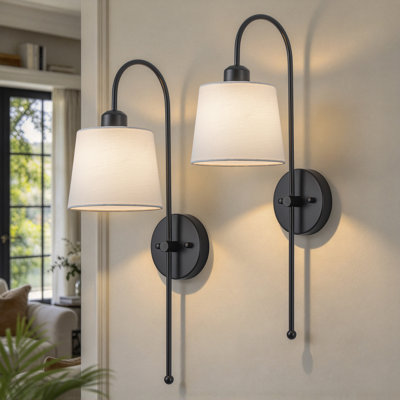Ensemble de 2 appliques murales modernes avec abat-jour en tissu, câblées